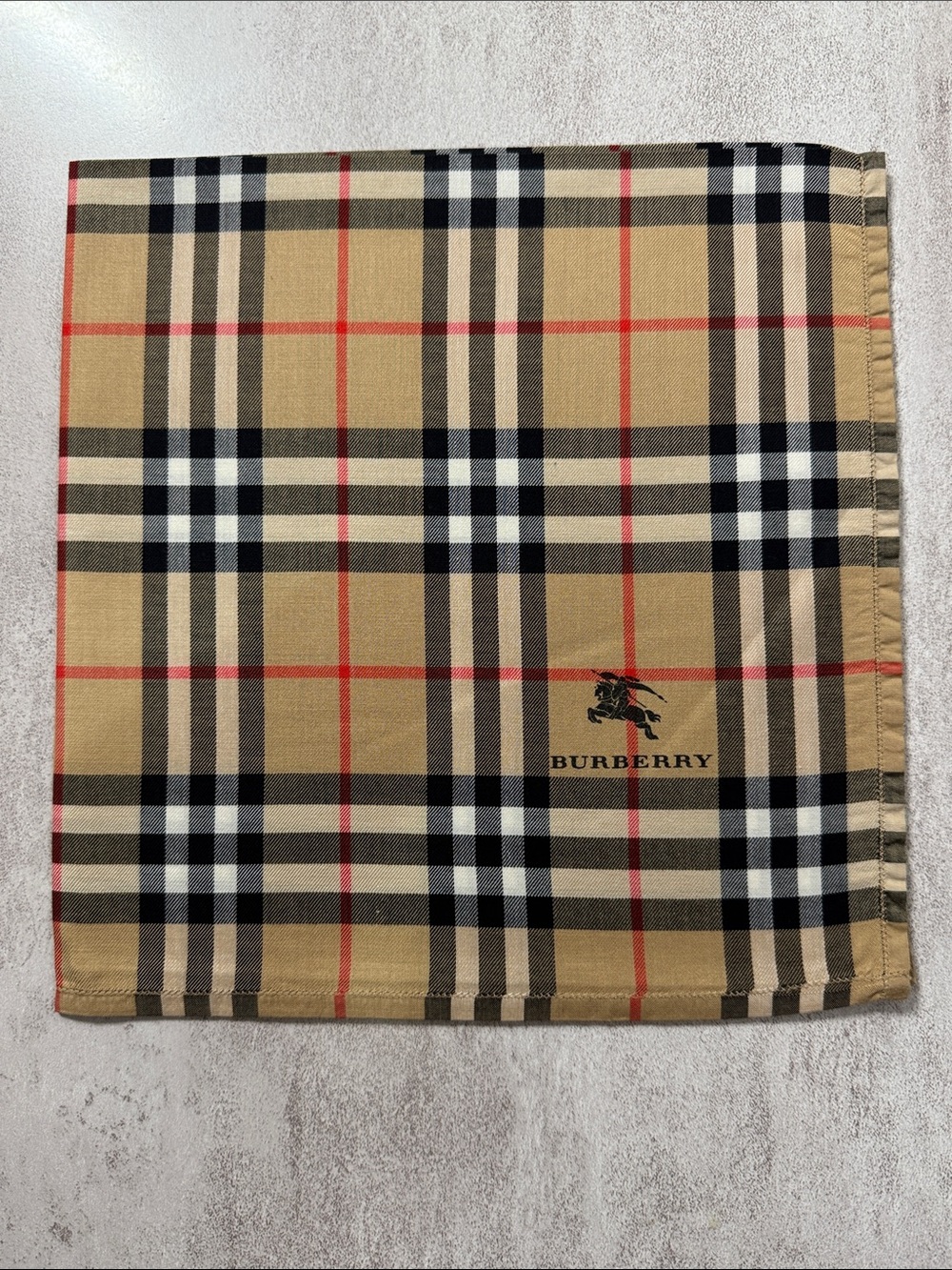 Burberry Beige Black White Red Check Pocket Square - Picture 2 of 4